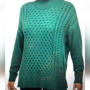 Crown & Ivy Green Cable Knit Chunky Mock Neck Sweater Women's Size 3X